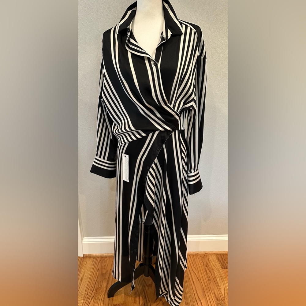 Topshop asymmetrical silky shirt dress.